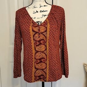 Lucky Brand cotton V-neck blouse, Sz Sm